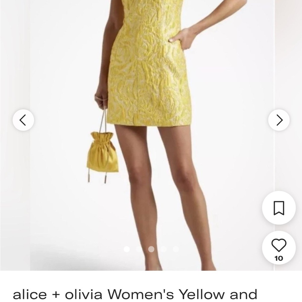 Alice + Olivia Bright Yellow Jacquard Mini Dress